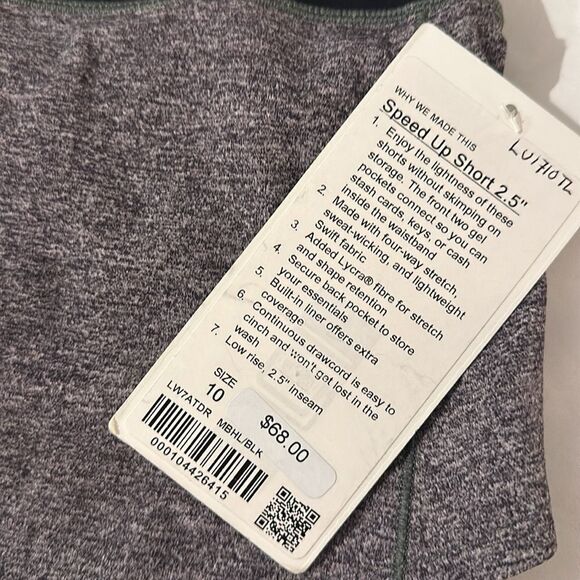 Lululemon Speed Up Short 2.5" size 10 NWT‎ Heather Lux Multi Black - Picture 4 of 6